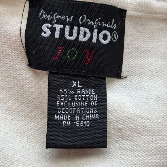Designers Originals NWT Sweater Vest Poinsettia Embroidered Beaded Ivory XL I285 - Picture 6 of 8